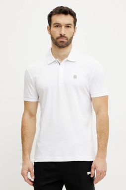 Bavlnené polo tričko BOSS Green biela farba, s nášivkou, 50533273