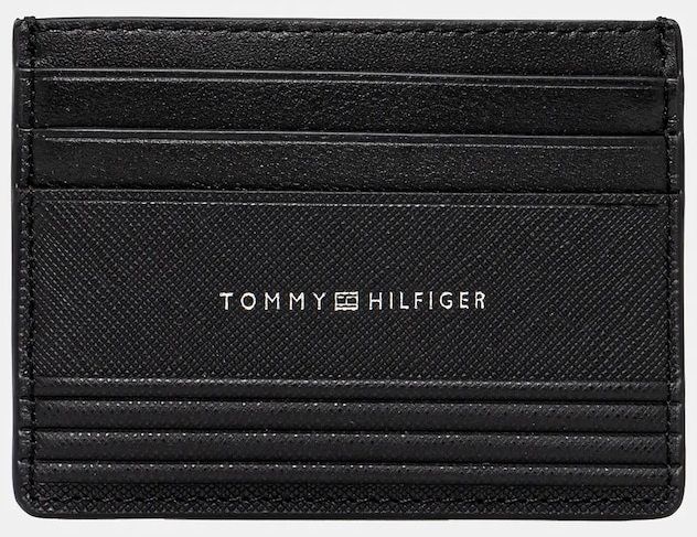 Kožené puzdro na karty Tommy Hilfiger čierna farba, AM0AM13257