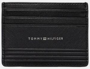 Kožené puzdro na karty Tommy Hilfiger čierna farba, AM0AM13257
