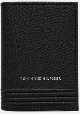 Kožené puzdro na karty Tommy Hilfiger čierna farba, AM0AM13262