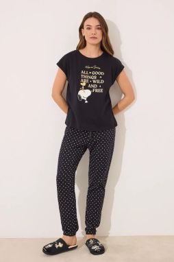 Bavlnené pyžamo women'secret čierna farba, bavlnené, 3139872