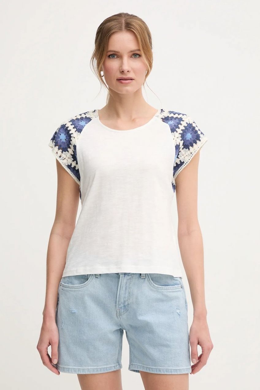 Bavlnené tričko Pepe Jeans VERENICE dámske, biela farba, PL506044