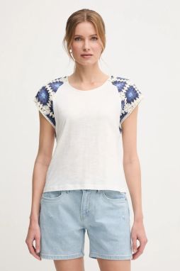 Bavlnené tričko Pepe Jeans VERENICE dámske, biela farba, PL506044