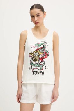 Bavlnený top Superdry béžová farba, W6012044A-E8V