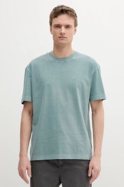 Bavlnené tričko Calvin Klein Jeans pánske, zelená farba, s nášivkou, J30J327488