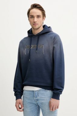 Bavlnená mikina The Kooples tmavomodrá farba, s kapucňou, s nášivkou, HSWE30019K