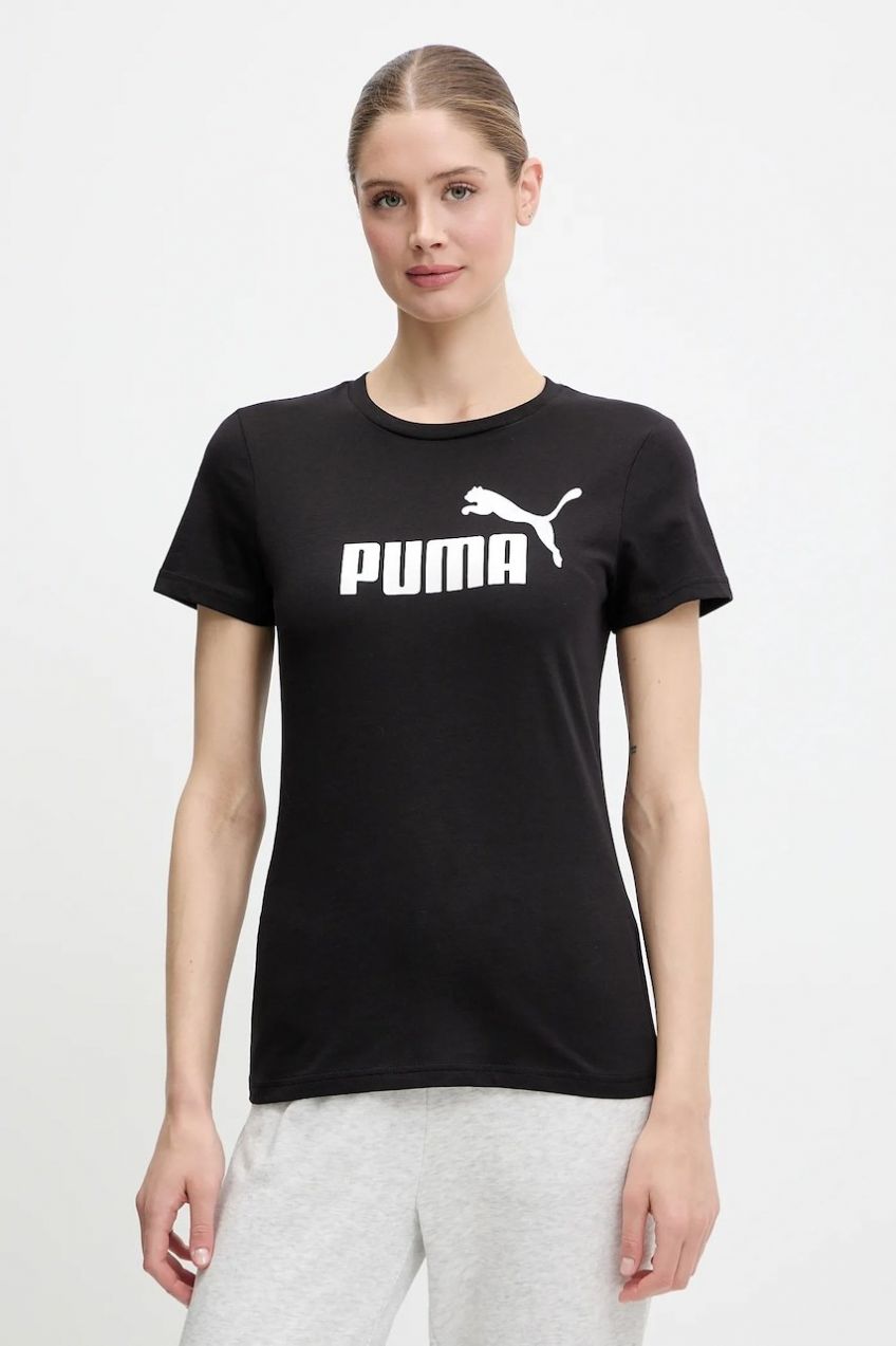 Bavlnené tričko Puma dámske, čierna farba, 631536
