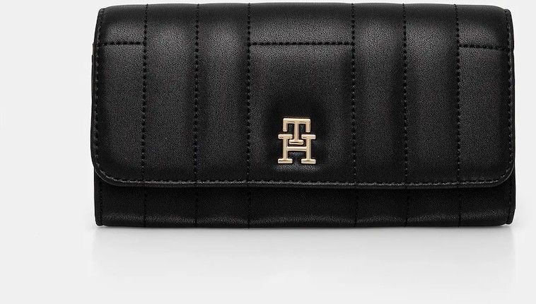 Peňaženka Tommy Hilfiger dámska, čierna farba, AW0AW17475