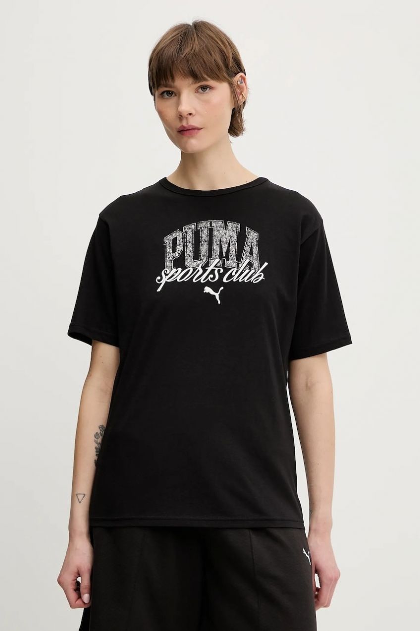 Bavlnené tričko Puma dámske, čierna farba, 685031