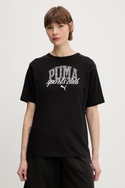 Bavlnené tričko Puma dámske, čierna farba, 685031