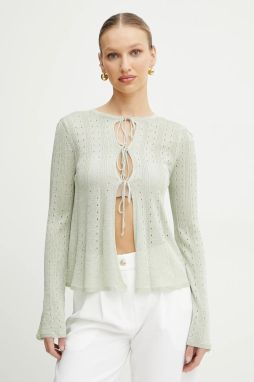 Kardigán Twinset zelená farba, ľahké, 251TT3181