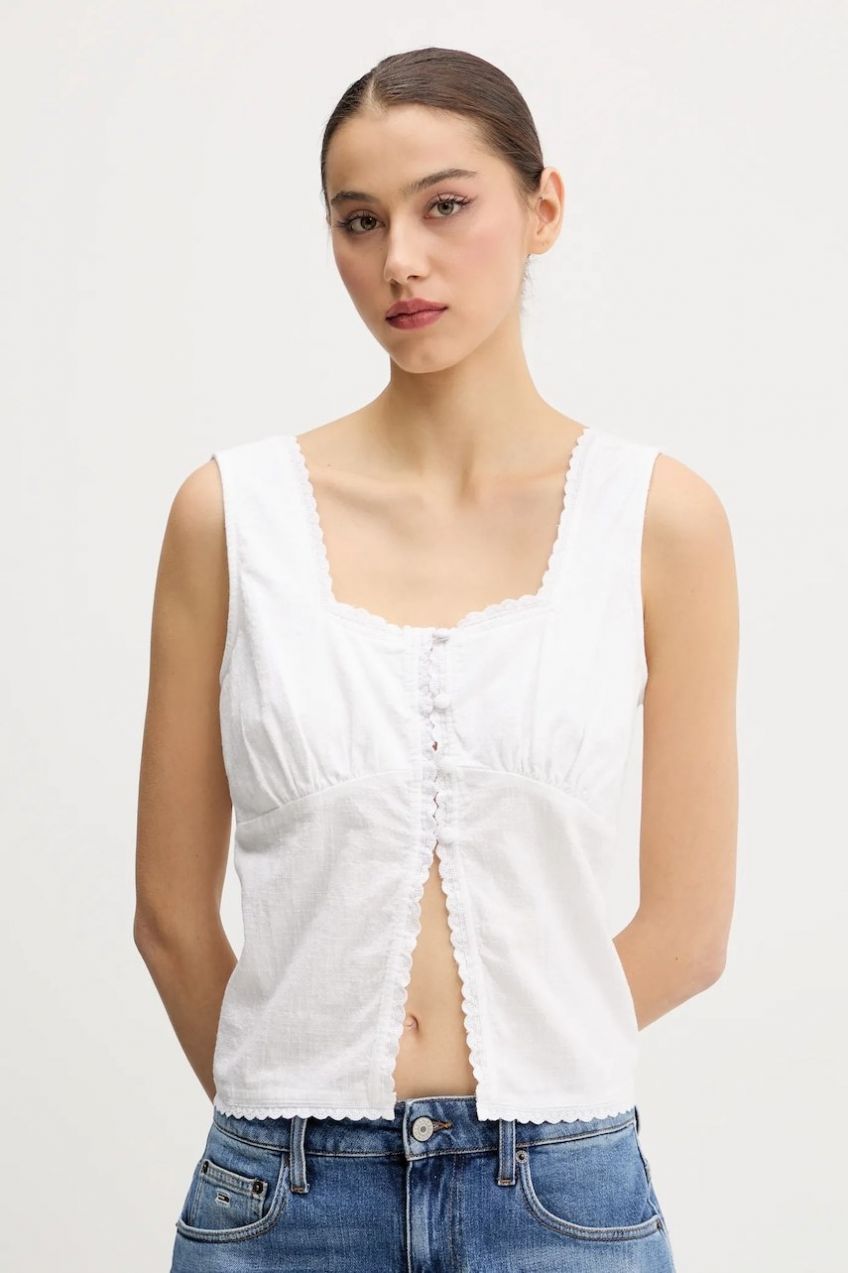 Bavlnený top Superdry biela farba, jednofarebné, W6012019A-04C