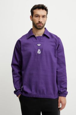 Bavlnená mikina adidas Originals REAL ICON DTOP fialová farba, s nášivkou, JF2578