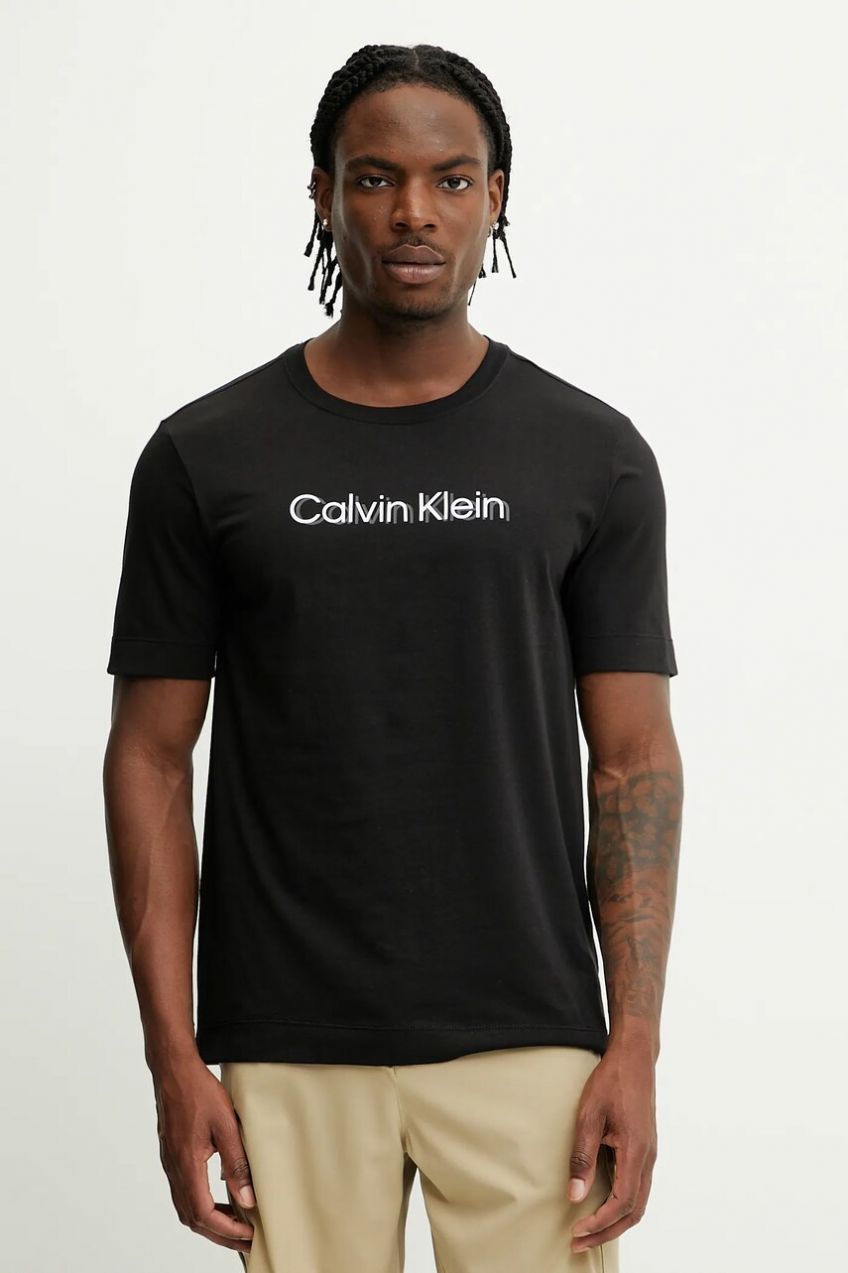Tričko Calvin Klein Performance pánske, čierna farba, s potlačou, LVGMS5K183