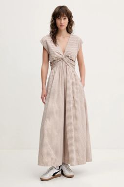 Šaty Abercrombie & Fitch béžová farba, maxi, áčkový strih, KI159-5581