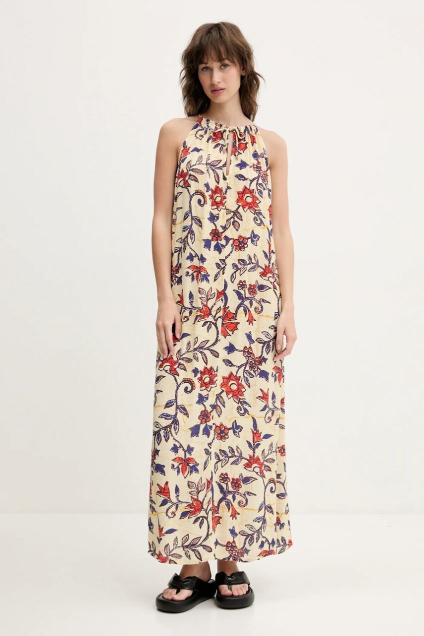 Šaty Superdry béžová farba, maxi, áčkový strih, W8011954A-F7X