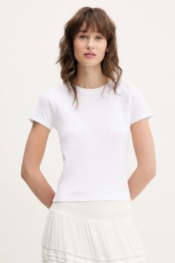Bavlnené tričko Hollister Co. dámske, biela farba, KI339-5061