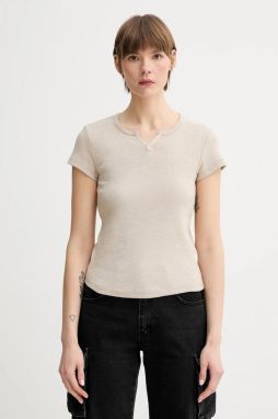 Bavlnené tričko G-Star Raw dámske, béžová farba, D26075-D958