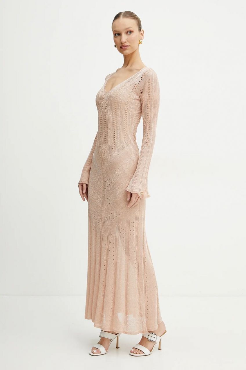 Šaty Twinset oranžová farba, maxi, áčkový strih, 251TT3180