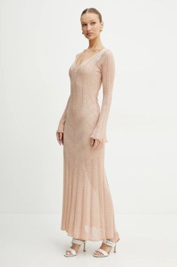 Šaty Twinset oranžová farba, maxi, áčkový strih, 251TT3180