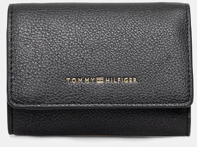 Peňaženka Tommy Hilfiger dámska, čierna farba, AW0AW17477