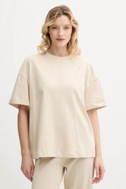 Bavlnené tričko Armani Exchange dámske, béžová farba, XW001182 AF15085