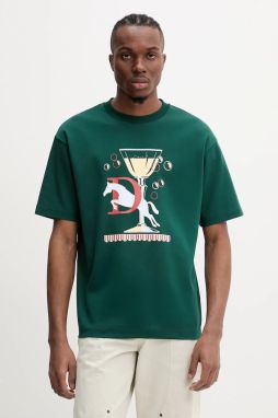 Bavlnené tričko Drôle de Monsieur Le T-Shirt Polo pánske, zelená farba, s potlačou, G-TS241-CO199-DGN