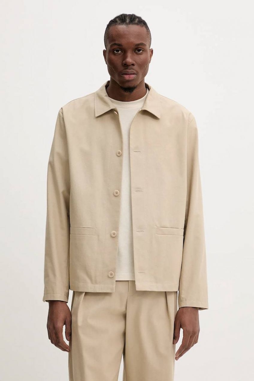 Košeľa A.P.C. veste rodney béžová farba, voľný strih, s klasickým golierom, COHFU.H32009
