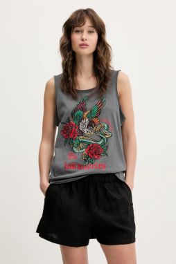 Bavlnený top Superdry šedá farba, W6012044A-U4M
