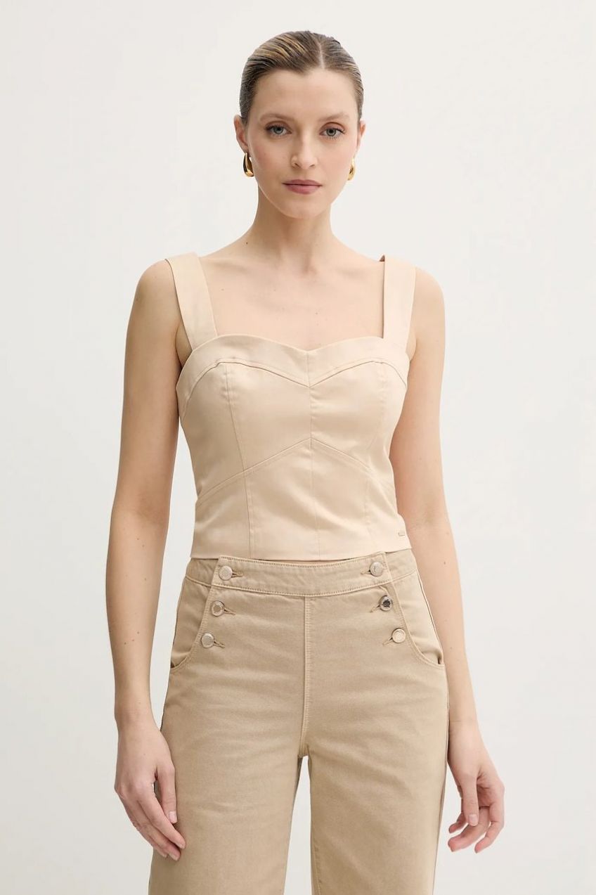 Top Guess AURORA béžová farba, jednofarebná, W5GH80 WH5M2