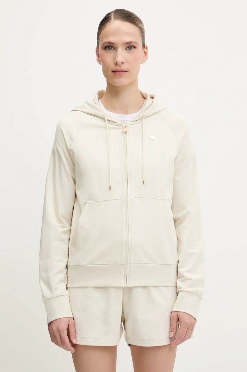 Mikina EA7 Emporio Armani béžová farba, s kapucňou, jednofarebná, AF13135.7W000078