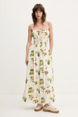 Šaty Abercrombie & Fitch béžová farba, maxi, áčkový strih, KI159-5571