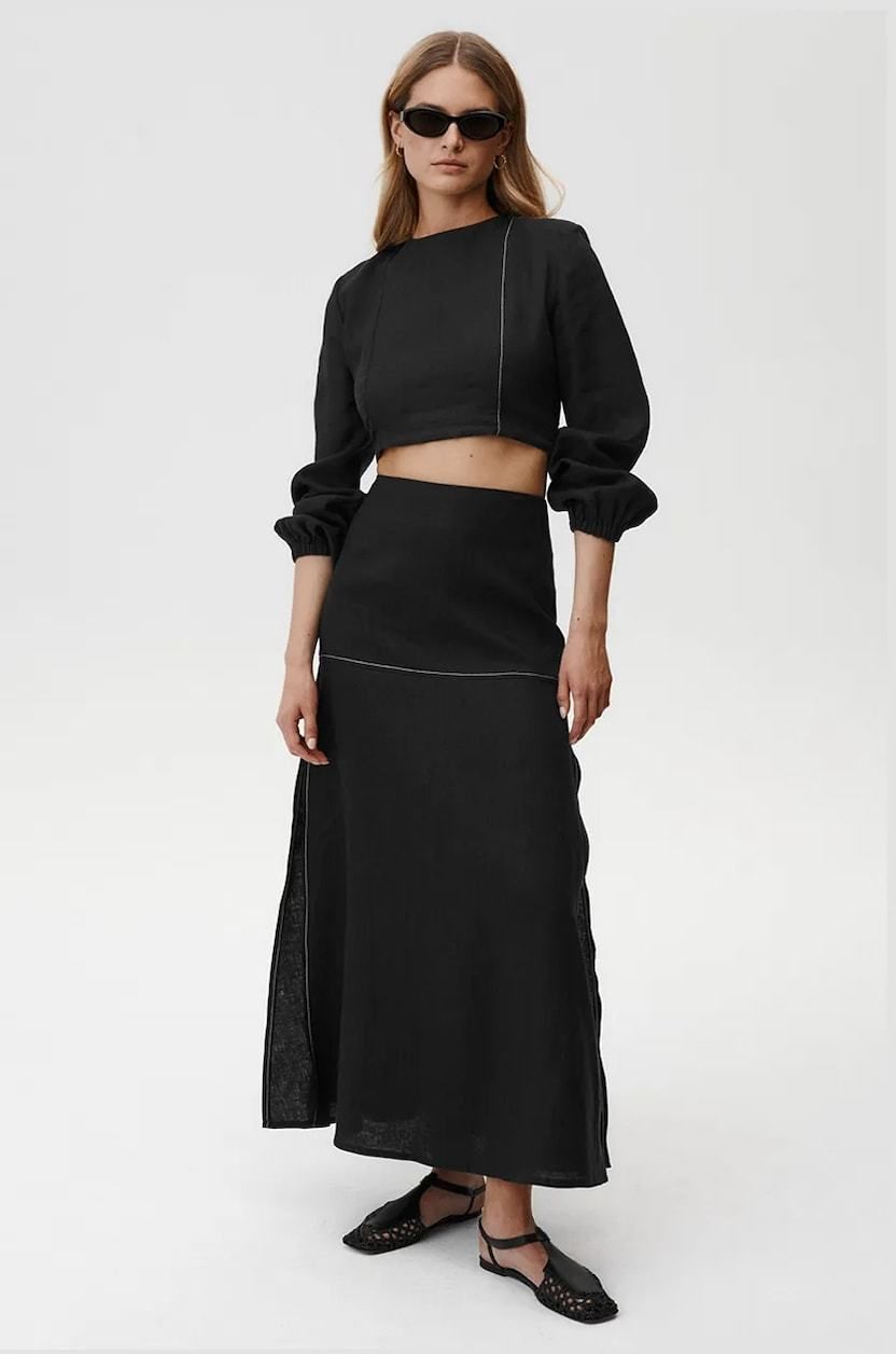 Ľanová blúzka Undress Code Selene Shirt čierna farba, jednofarebná, 890