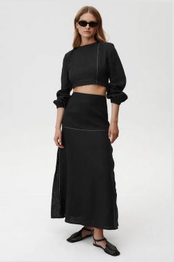Ľanová blúzka Undress Code Selene Shirt čierna farba, jednofarebná, 890