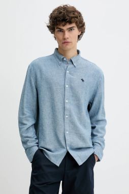 Ľanová košeľa Abercrombie & Fitch regular, s golierom button-down, KI125-5085