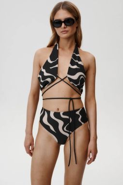 Plavková podprsenka Undress Code Lotus Bikini Top čierna farba, mäkké košíky, 943