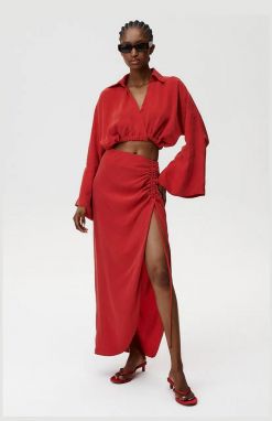 Sukňa Undress Code Rhea Skirt červená farba, maxi, rovný strih, 907