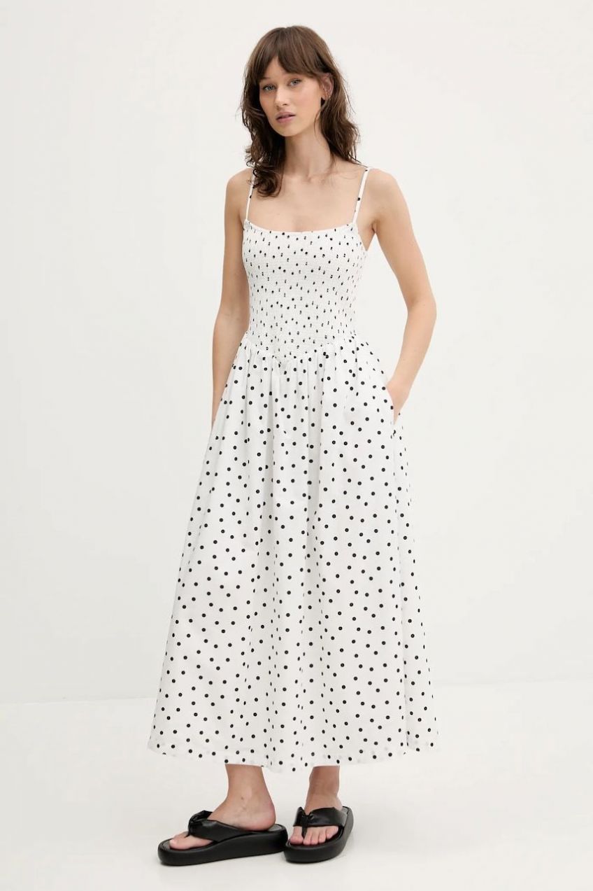 Šaty Abercrombie & Fitch biela farba, midi, áčkový strih, KI159-5842