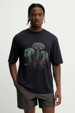 Tričko Oakley JELLYFISH pánske, čierna farba, s potlačou, FOA406854
