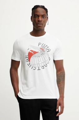 Bavlnené tričko Puma GRAPHICS Execution pánske, biela farba, s potlačou, 684833