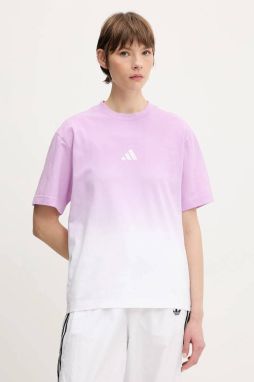 Bavlnené tričko adidas ALL SZN Dip Dye dámske, fialová farba, JJ4539