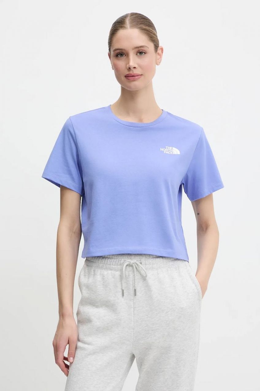 Tričko The North Face Simple Dome Cropped Slim dámske, fialová farba, NF0A87U40YI1