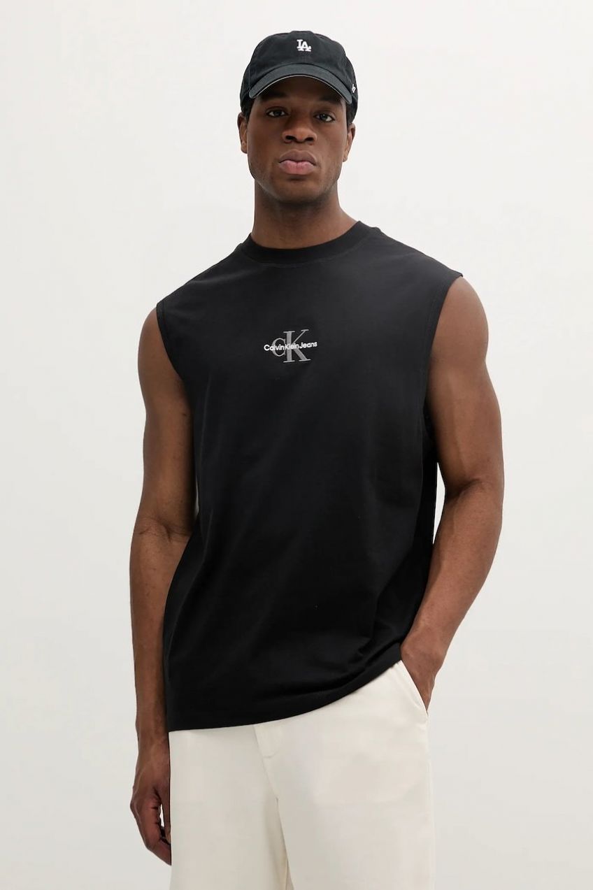 Bavlnené tričko Calvin Klein Jeans čierna farba, J30J327493