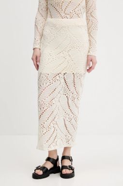 Sukňa Desigual WOOLF béžová farba, maxi, puzdrová, 25SWFK04