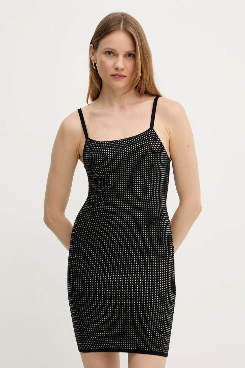 Šaty Guess KHLOE čierna farba, mini, priliehavé, W5GK45 Z3MN2