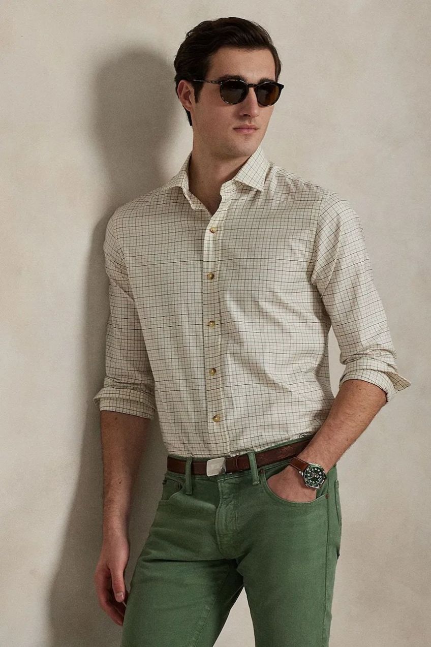 Bavlnená košeľa Polo Ralph Lauren béžová farba, regular, s klasickým golierom, 710973083