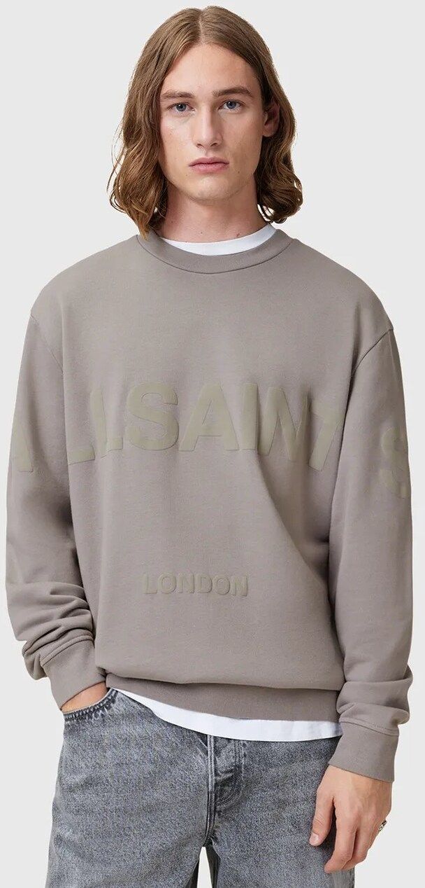 Bavlnená mikina AllSaints BIGGY pánska, béžová farba, s potlačou, M029NA