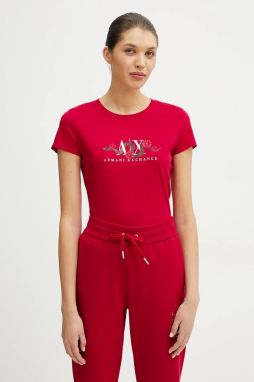 Bavlnené tričko Armani Exchange dámske, červená farba, XW000315 AF10364