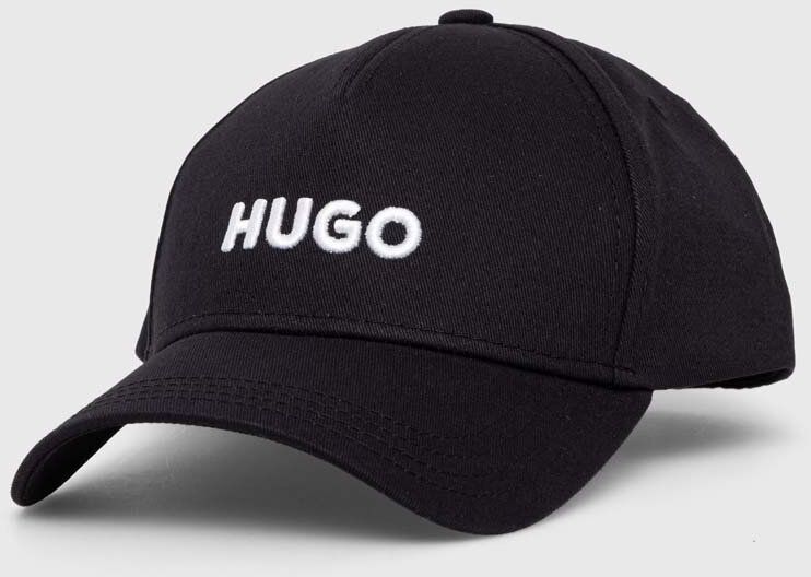 Bavlnená šiltovka HUGO čierna farba,s nášivkou,50496033