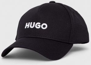 Bavlnená šiltovka HUGO čierna farba,s nášivkou,50496033